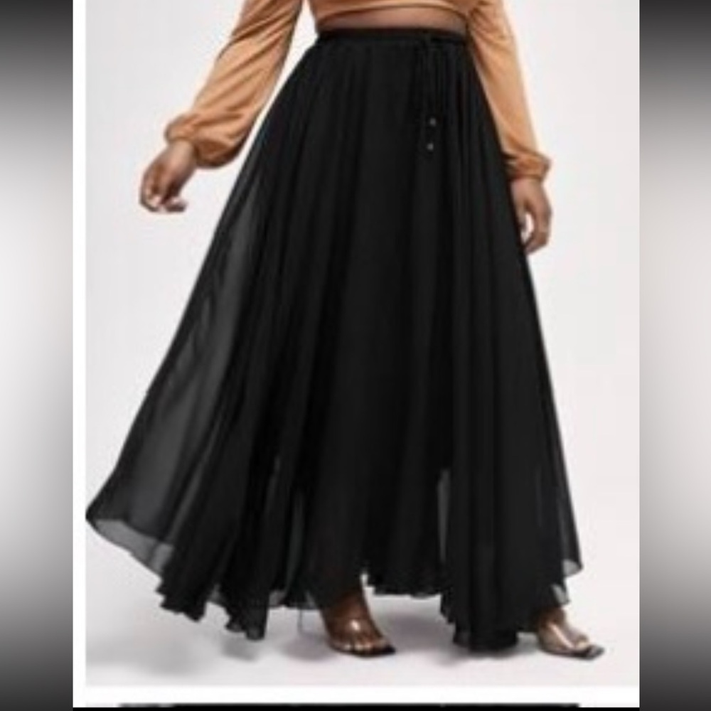 Elegant Black Chiffon Skirt